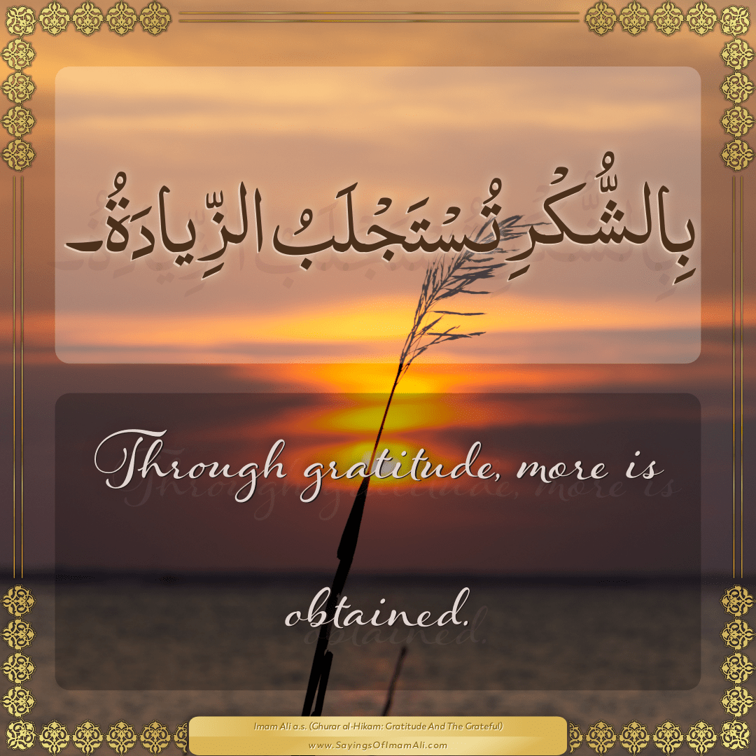 Through gratitude, more is obtained.